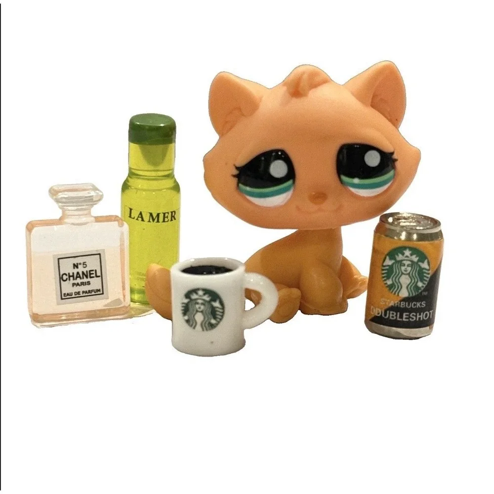 2011 LPS Littlest Pet Shop Gen 2 #2603 Orange Shorthair Cat Green Eyes + Extras